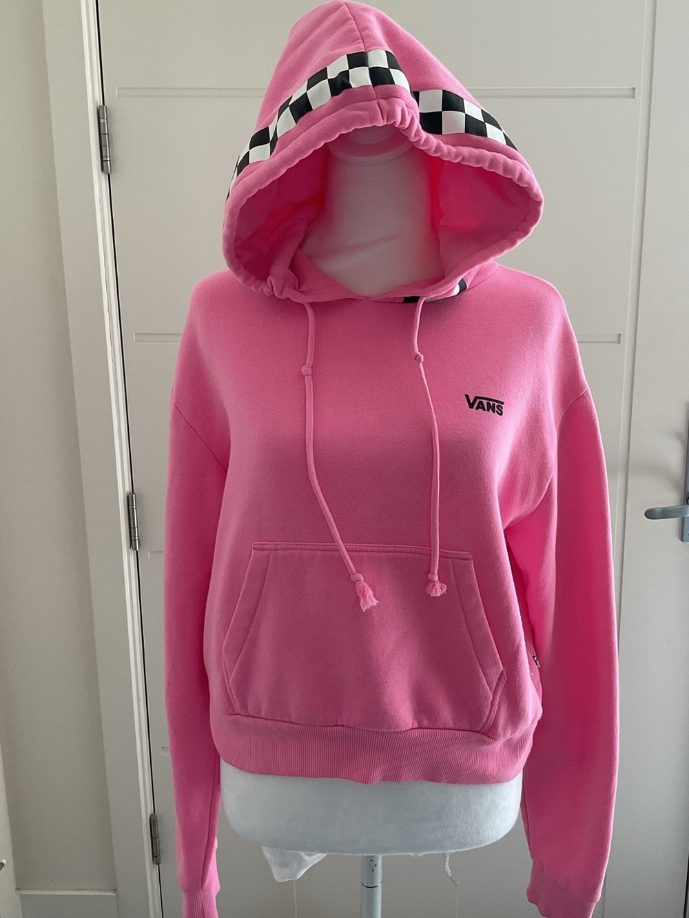 **Vans **Pink Pullover Hoodie with Checkerboard Hood